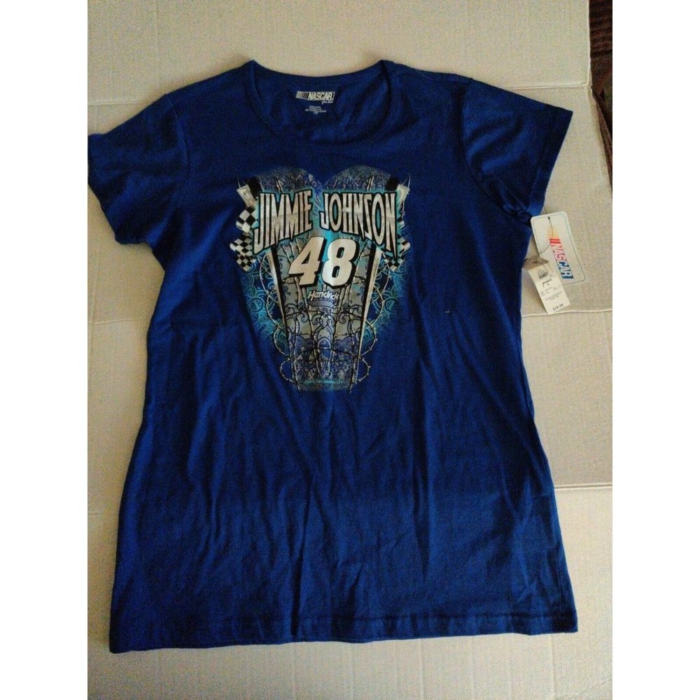 Nascar Womens Blue Jimmie Johnson Racing Shirt Driver 48 T-Shirt Size La…